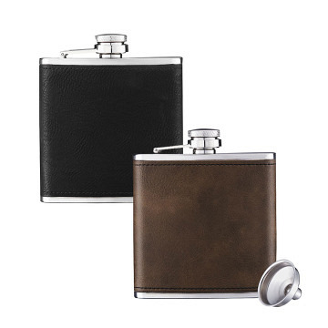 xTool Laserfähige PU-Kunstleder-Edelstahl-Taschenflasche (6 oz)